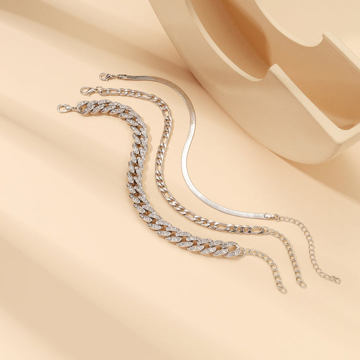 Layered Cuban Chain Anklet Setet