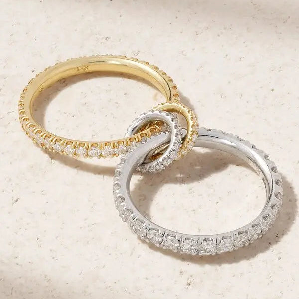 Minimal Pave Dual Tone Connected Ring