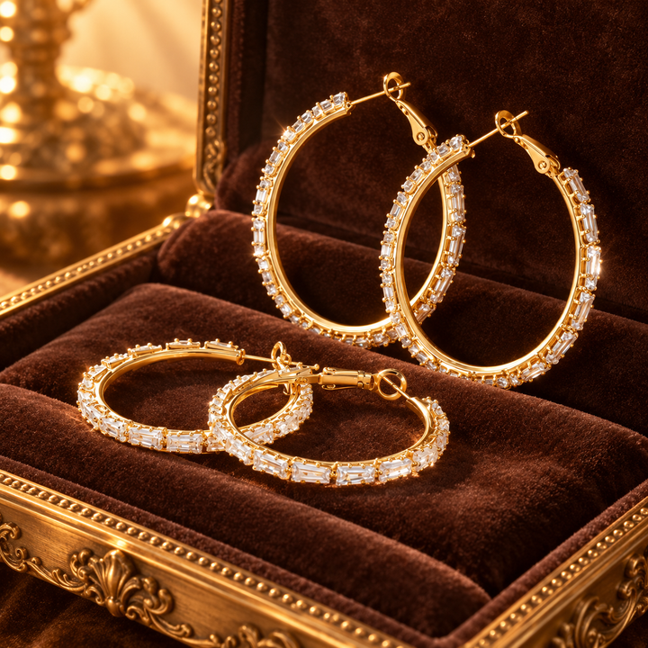Baguette Hoop Earrings Everyday Luxury