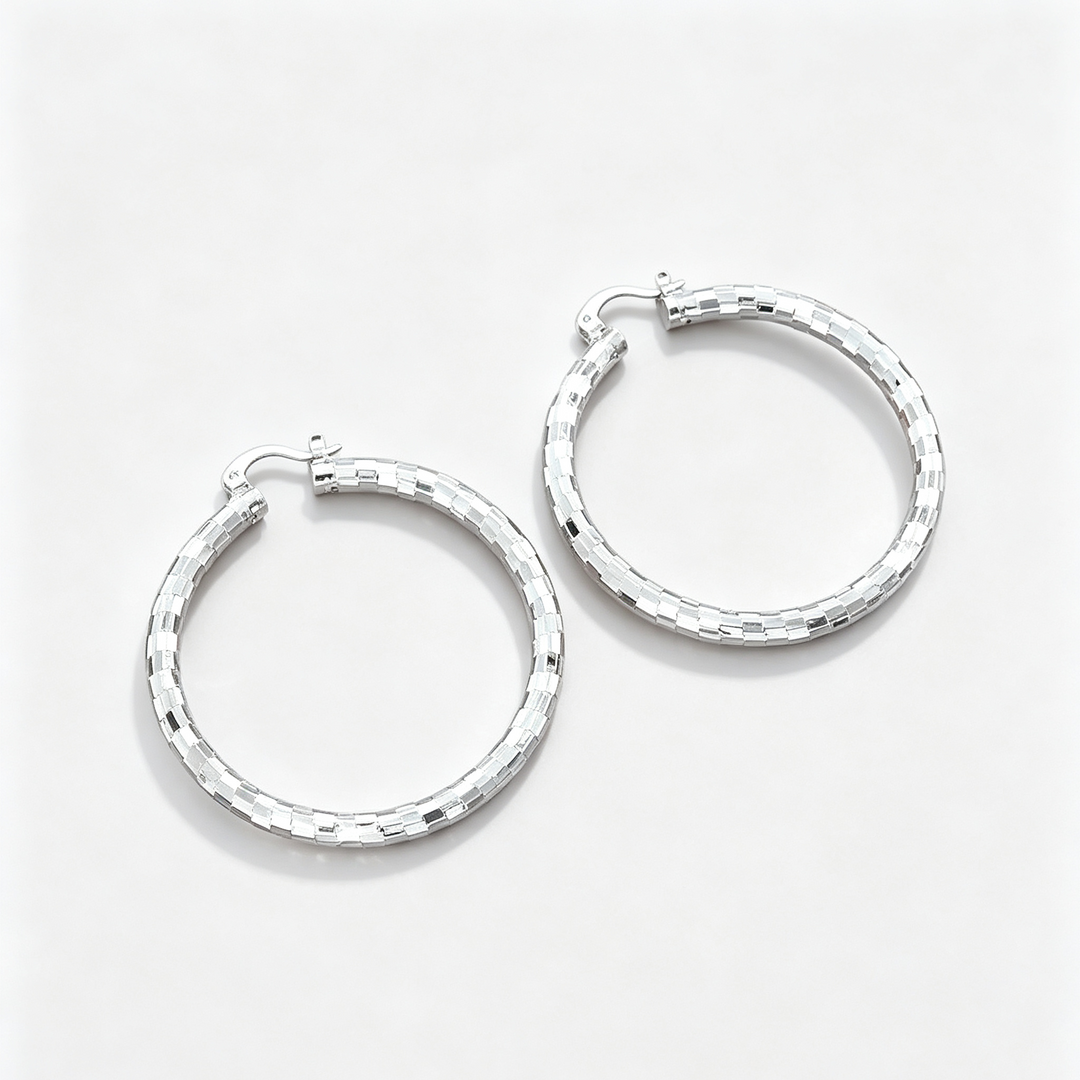 Textured Large Hoop Earrings For Daily Wear