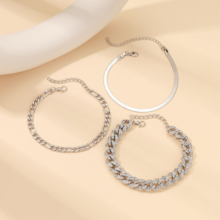 Layered Cuban Chain Anklet Setet