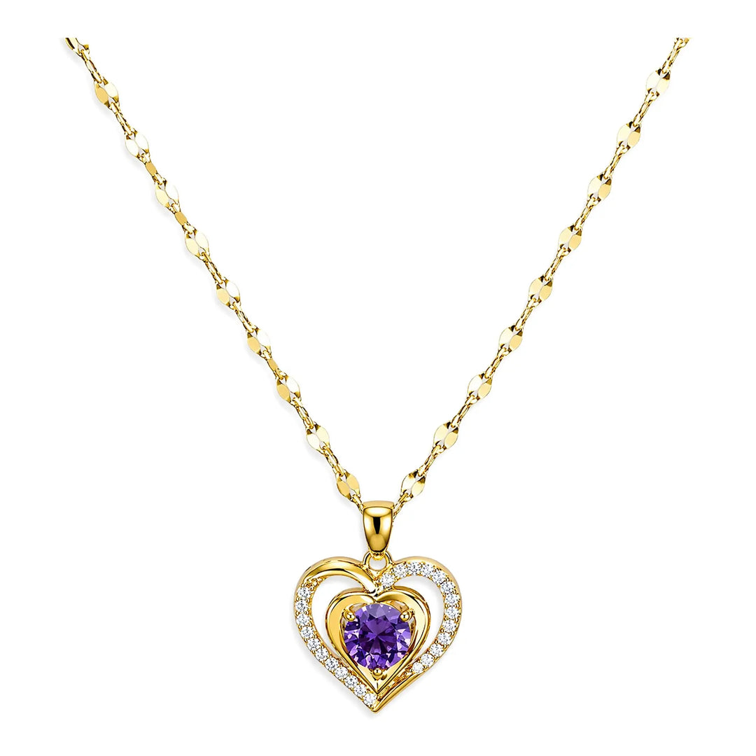 Elegant Purple Heart Layered Pendant Necklace