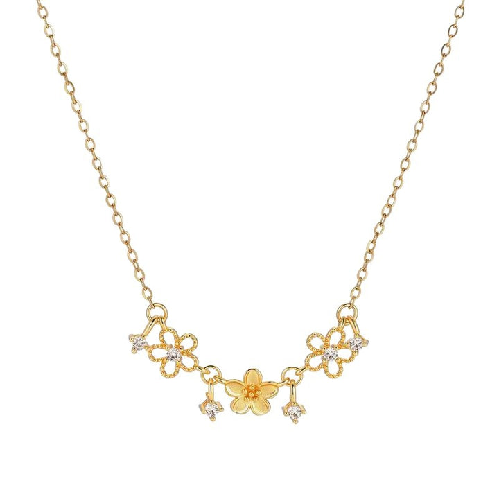 Floral Hollow CZ Tassel Necklace