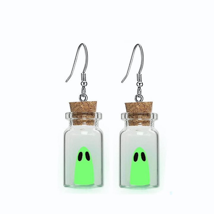 Glow Ghost Bottle Halloween Jewelry Set
