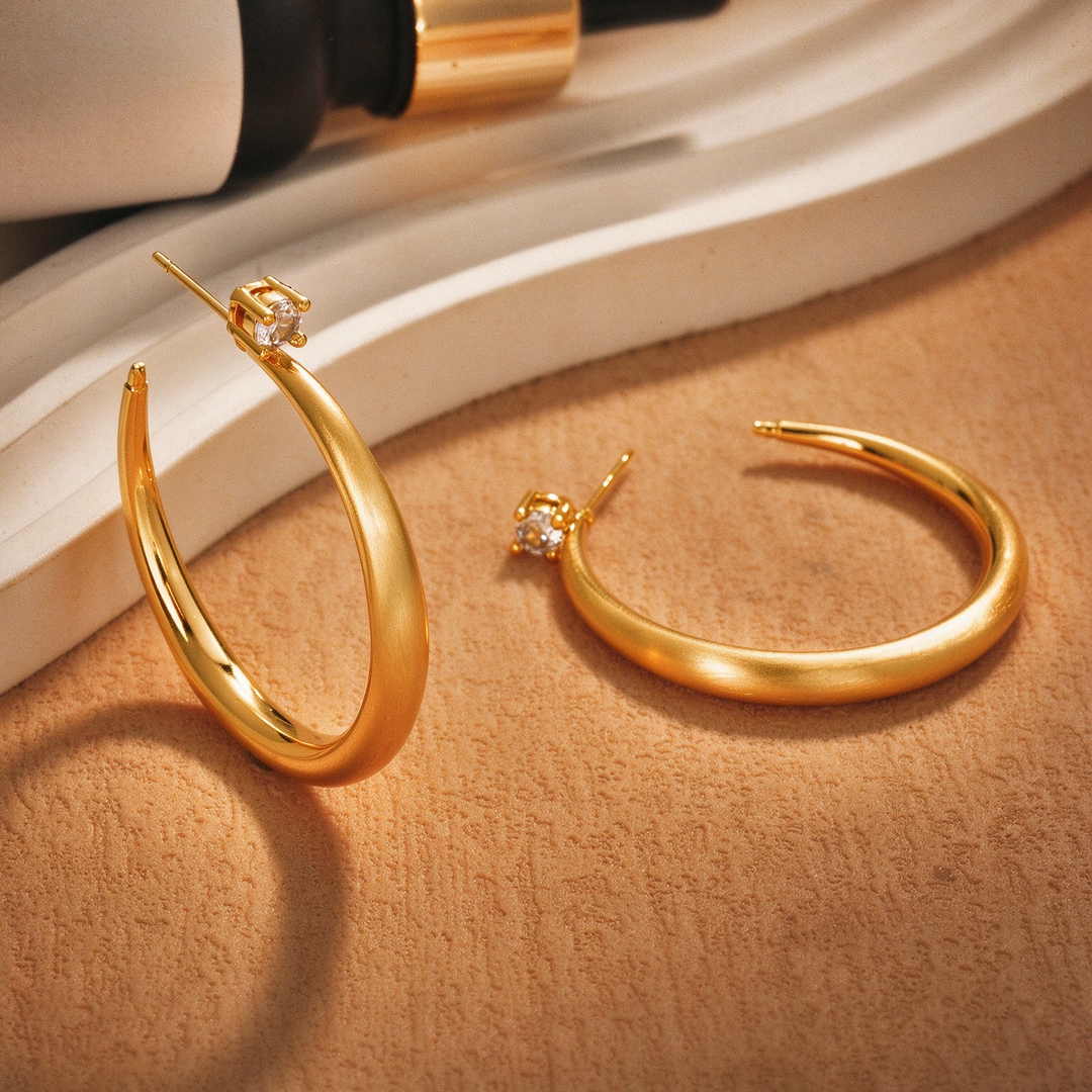 Matte Open C Hoop Earrings Minimalist Daily Wear
