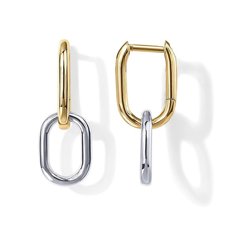Oval Link Dangle Hoop Earrings