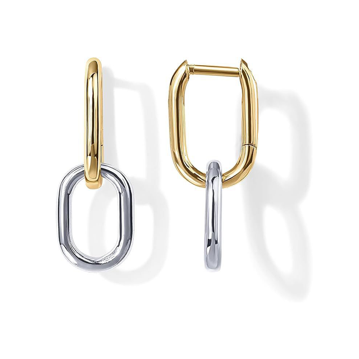 Oval Link Dangle Hoop Earrings
