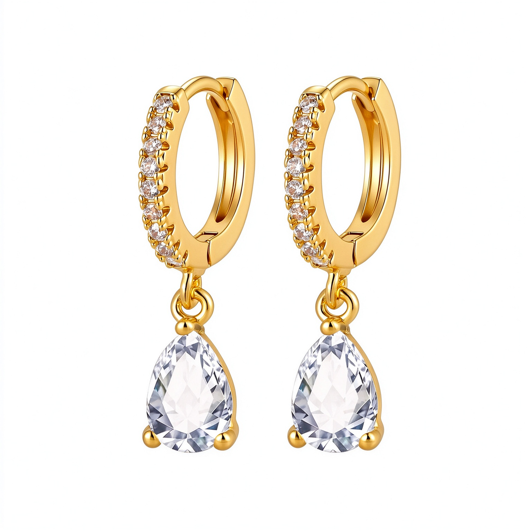 Colorful Birthstone Teardrop Hoop Earrings