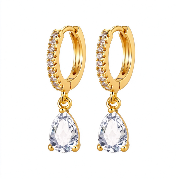 Colorful Birthstone Teardrop Hoop Earrings