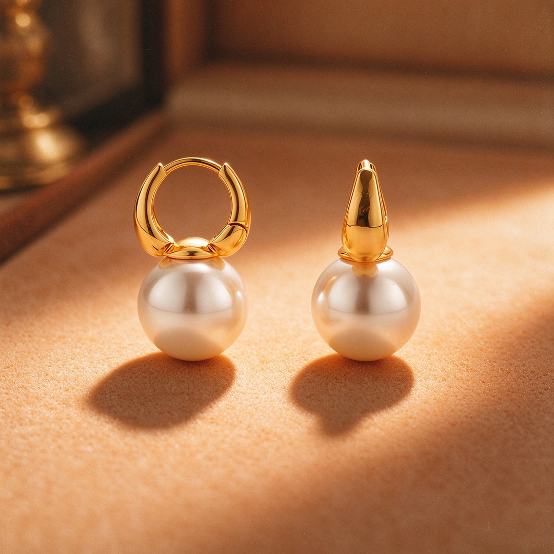 Pearl Drop Huggie Earrings for Everyday