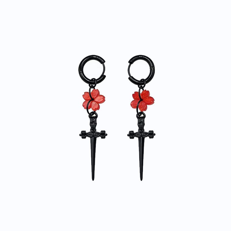 Sakura Sword Charm Gothic Dangle Earrings