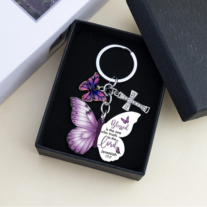 Butterfly Scripture Keychain Faith Charm