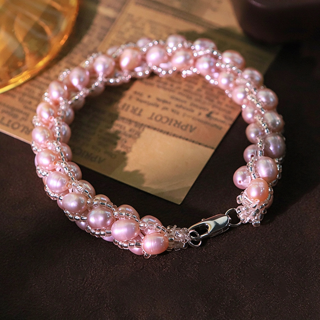 Twisted Freshwater Pearl Beaded Bracelet