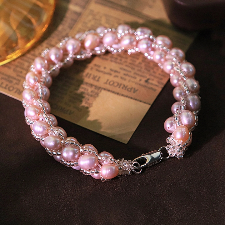 Twisted Freshwater Pearl Beaded Bracelet