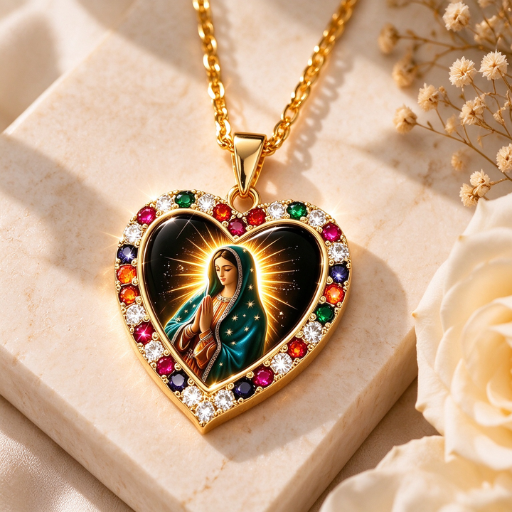 Virgin Mary Heart Pendant Necklace