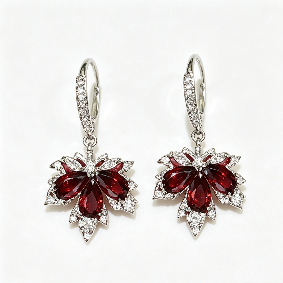 Maple Zircon Huggie Drop Earrings Fall Daily Wear