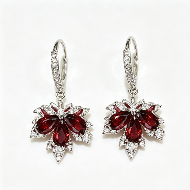 Maple Zircon Huggie Drop Earrings Fall Daily Wear