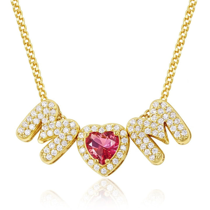 Birthstone MOM Heart Necklace