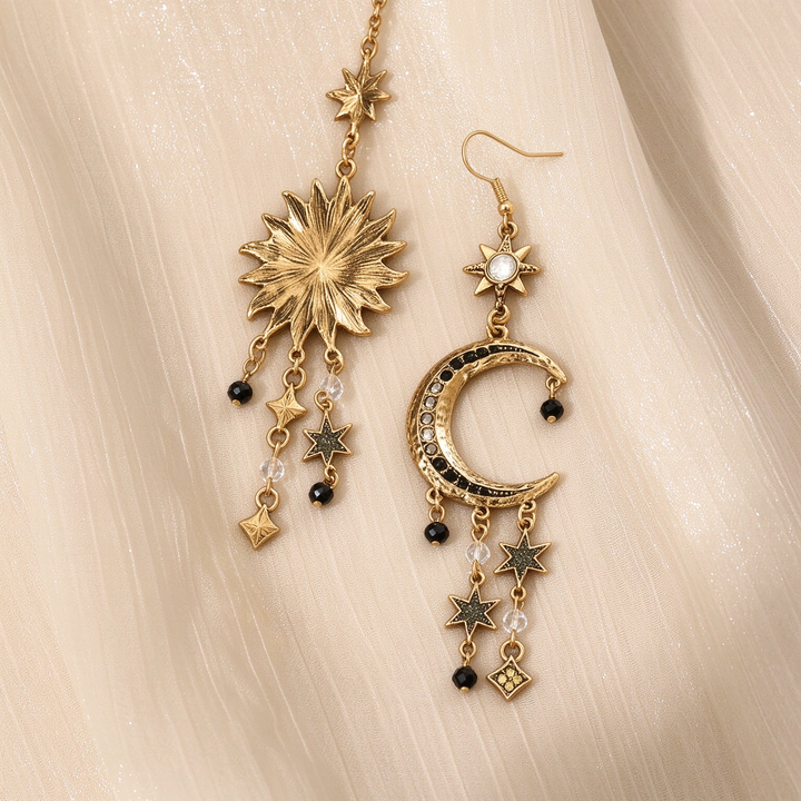 Sun and Moon Celestial Dangle Earrings