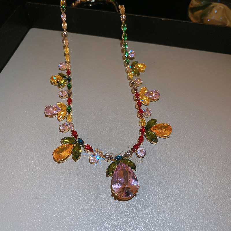 Colorful CZ Floral Leaf Drop Jewelry
