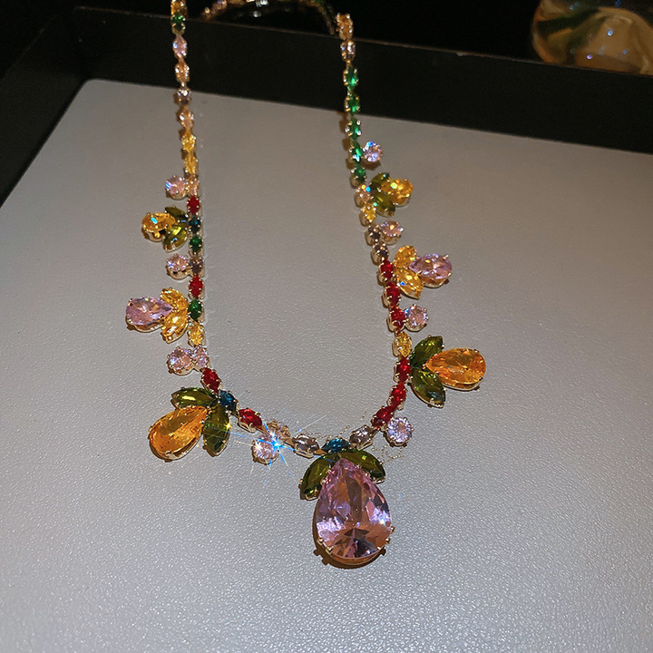 Colorful CZ Floral Leaf Drop Jewelry