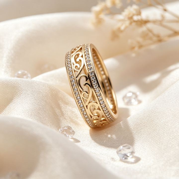 Hollow Zircon Band Ring for Women