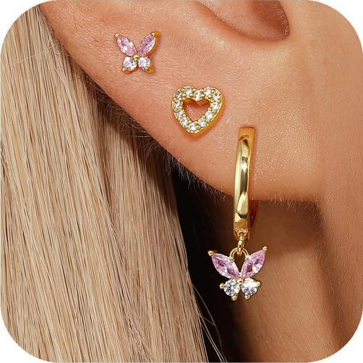 Zircon Butterfly Multi-Piece Earring Set for Women