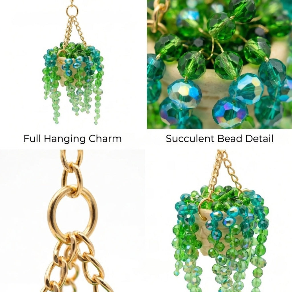 Beaded Succulent Car Charm Decor