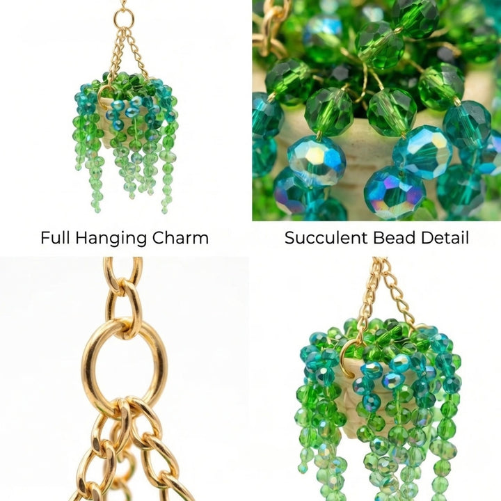 Beaded Succulent Car Charm Decor