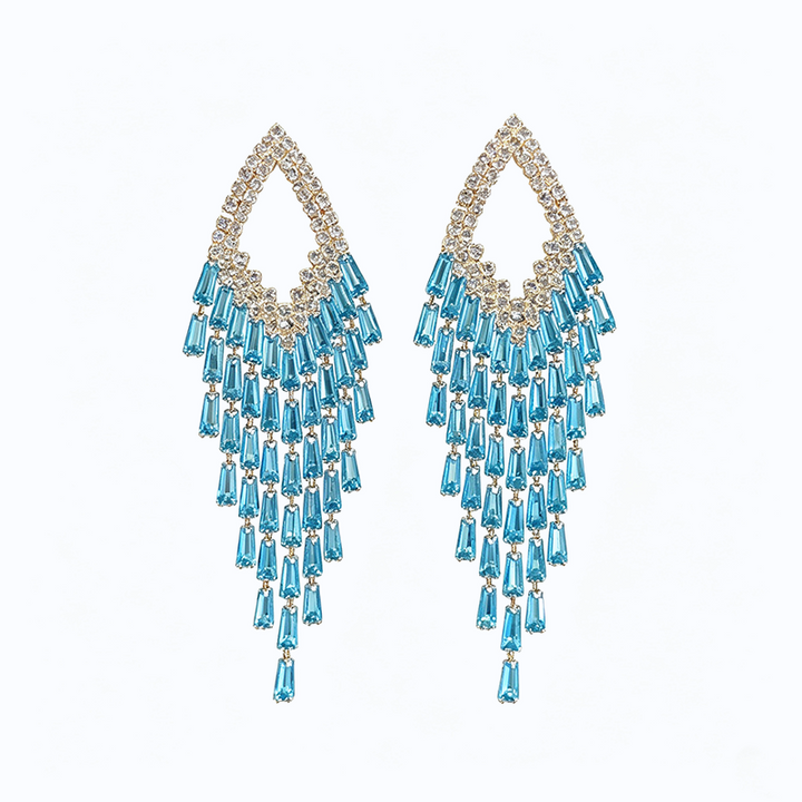 Rhombus Zircon Sparkle Tassel Earrings