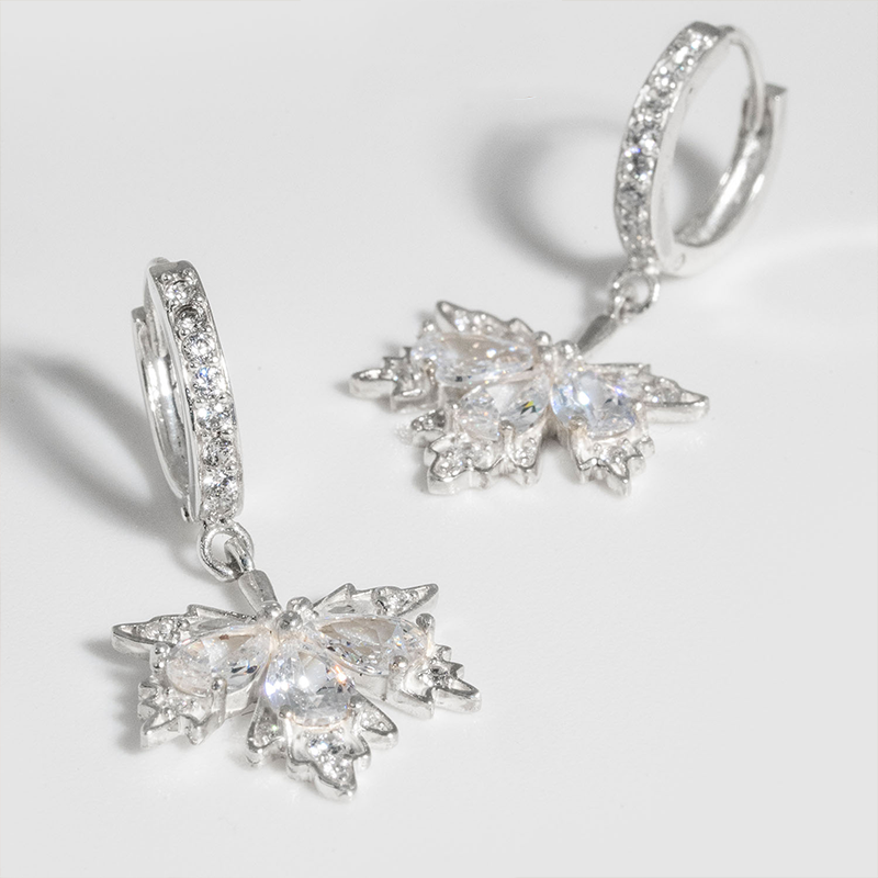 Maple Zircon Huggie Drop Earrings Fall Daily Wear