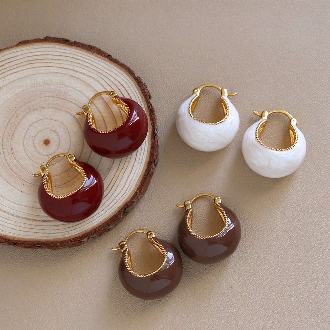Enamel Teardrop Hoop Earrings
