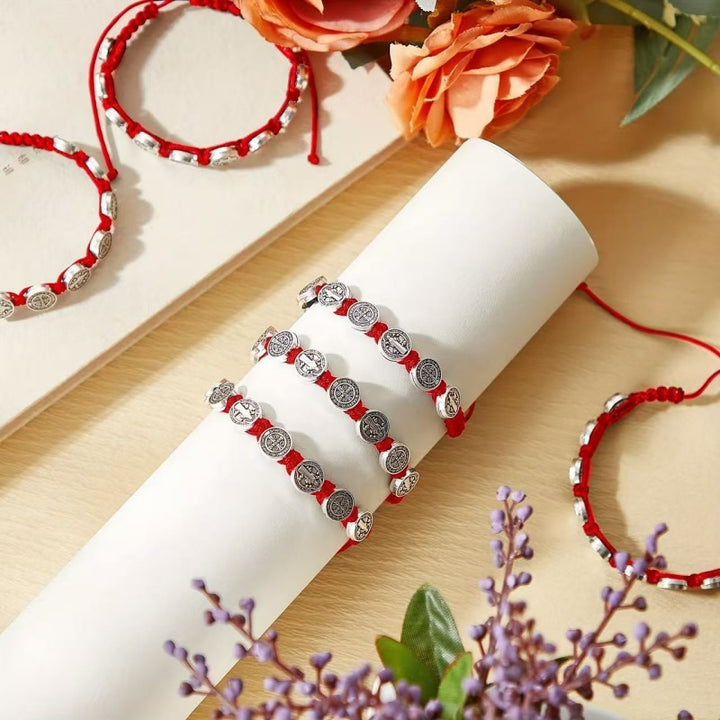 Saint Benedict Woven Cord Bracelet