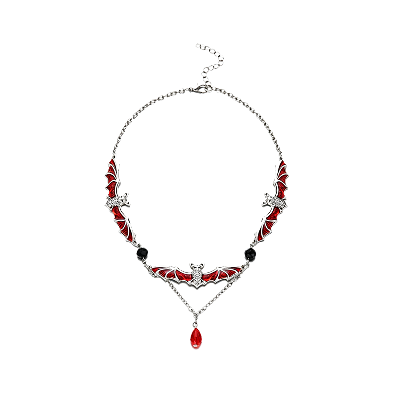 Halloween Pumpkin Bat Charm Necklace