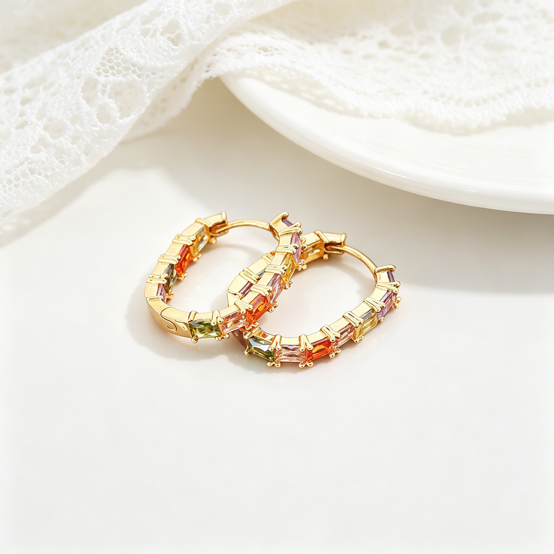 Shiny Rainbow Zircon Minimalist Huggie Ear Buckles