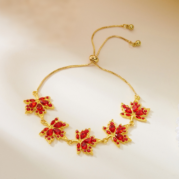 Red Maple Leaf Jewelry Set for Fall