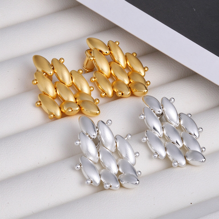 Matte Multi Petal Metal Drop Earrings