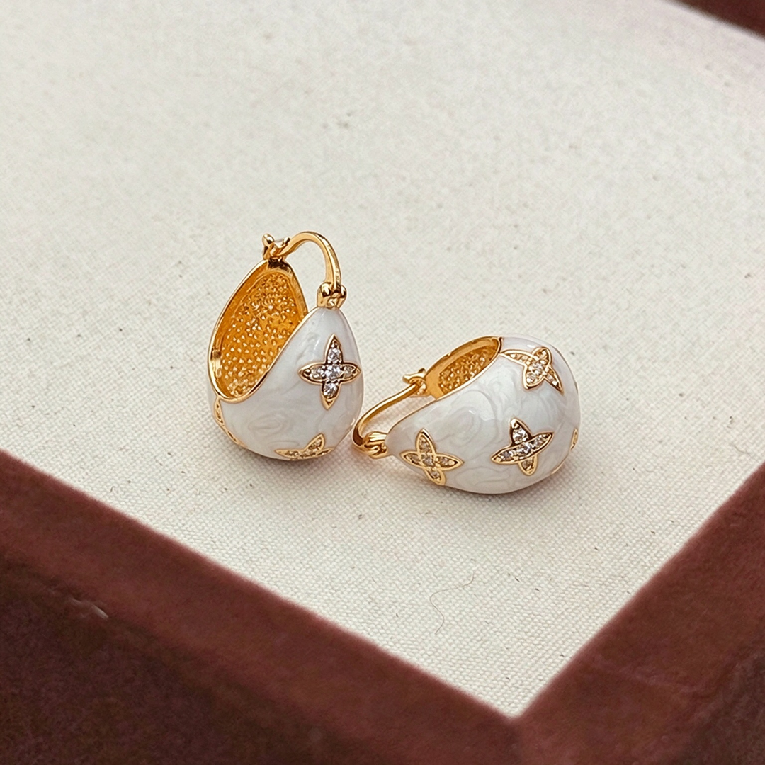 Lucky Clover Enamel Huggie Earrings