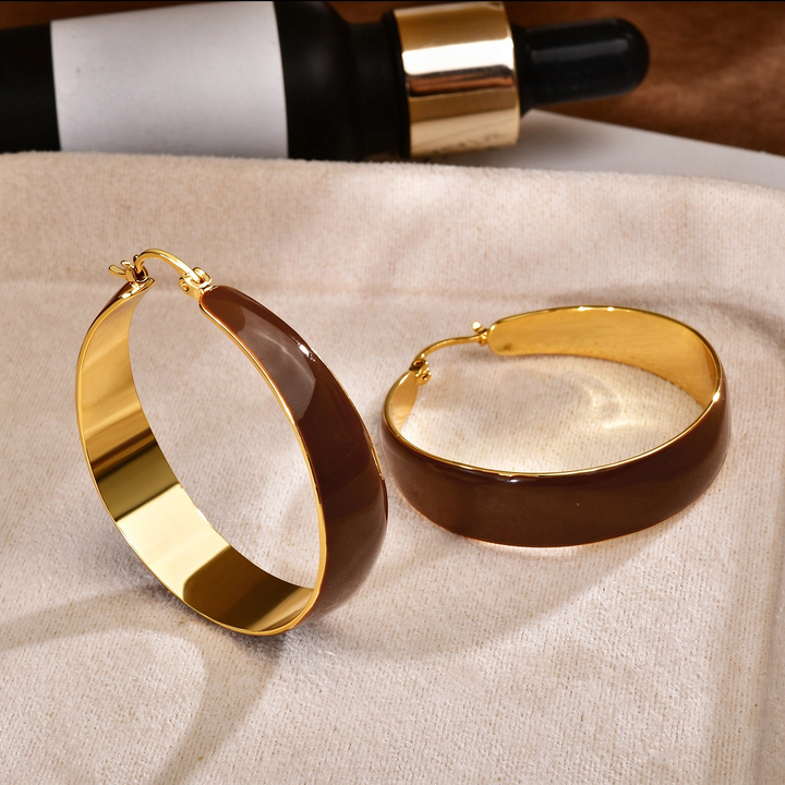 Enamel Wide Hoop Earrings
