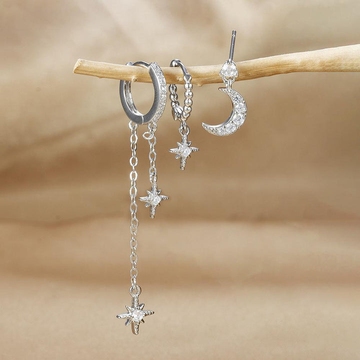 Moon Star Ear Stack Set For Multi Piercing Layering