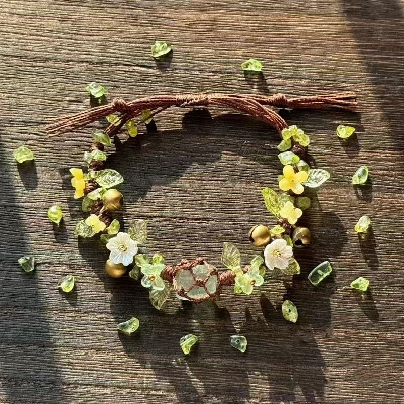 Handwoven Floral Crystal Bracelet