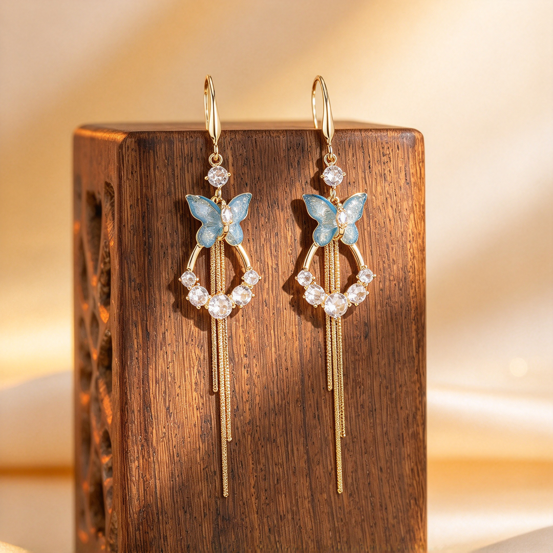 Butterfly Tassel Drop Earrings