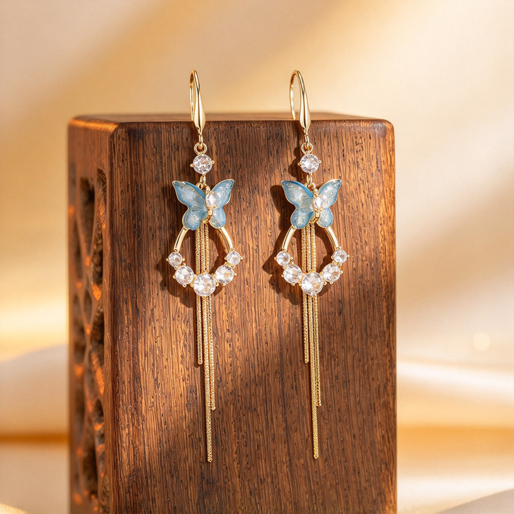 Butterfly Tassel Drop Earrings