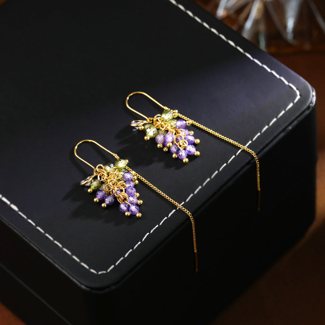 Colorful Grape Threader Earrings