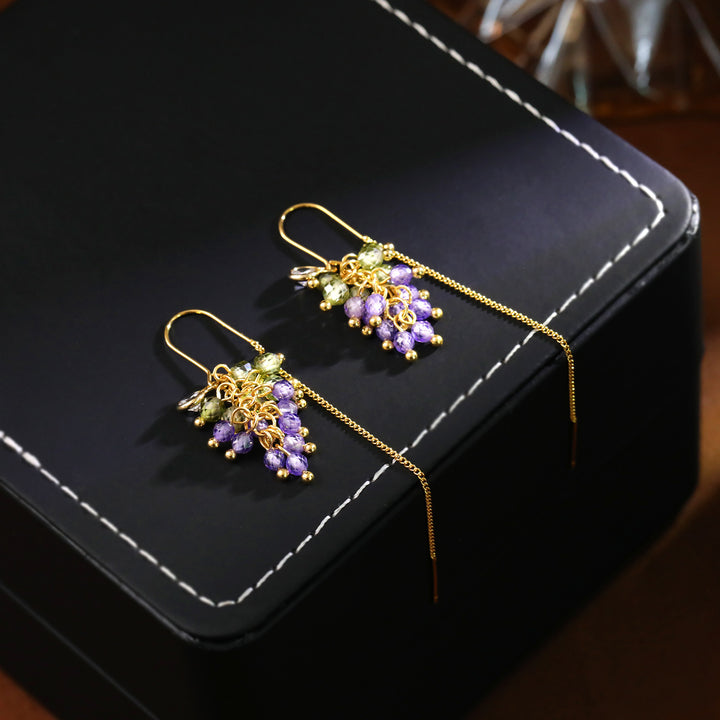 Colorful Grape Threader Earrings