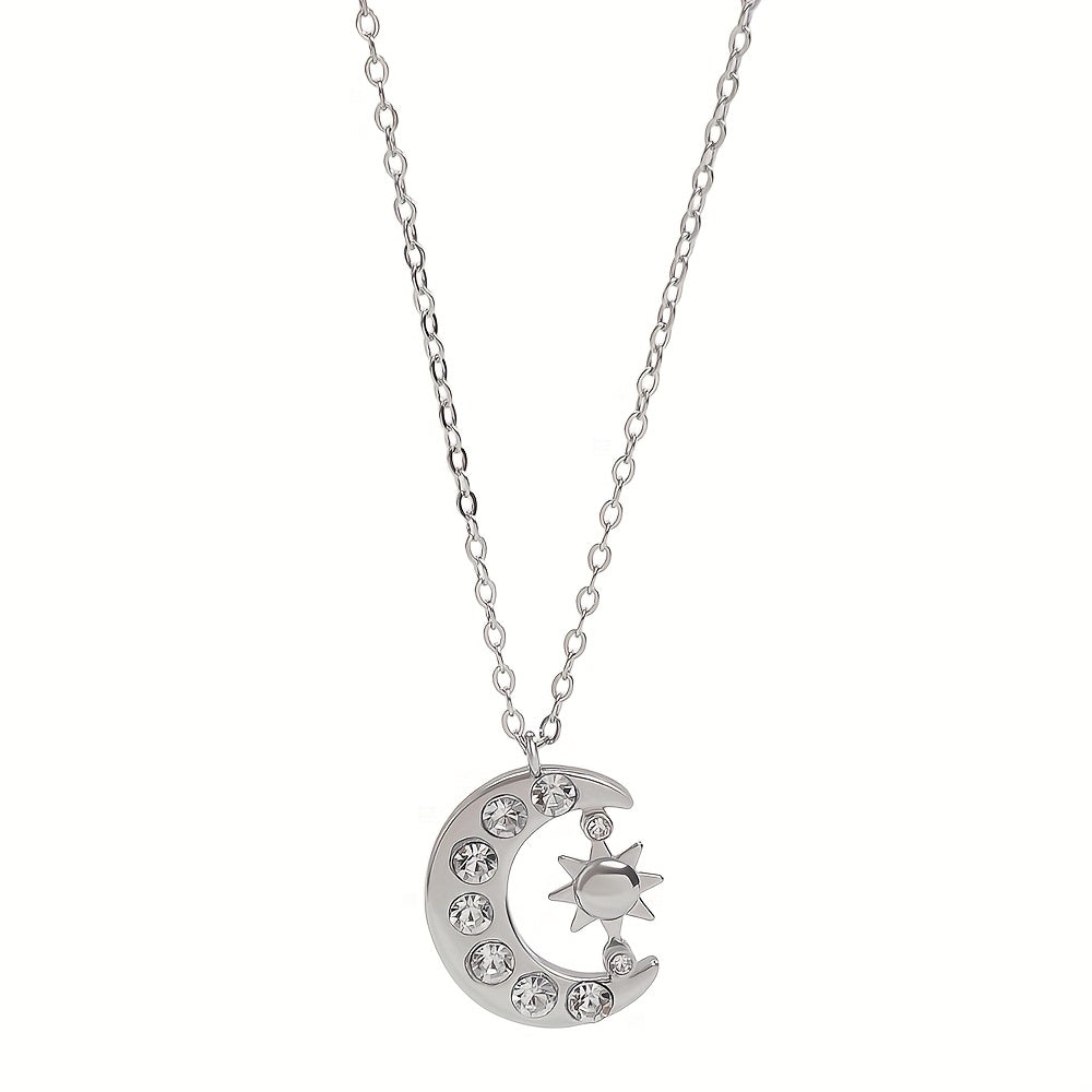 Sun Moon Pendant Necklace Everyday Layering Look