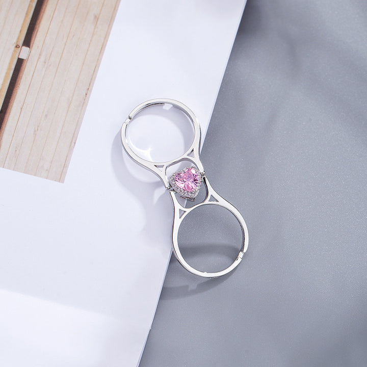 Flip Heart Dual Band Ring For Daily Personal Styling
