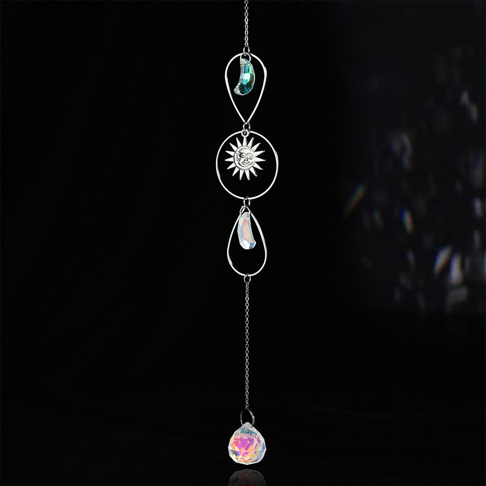 Aurora Prism Sun Moon Star Silver Hanging Suncatcher