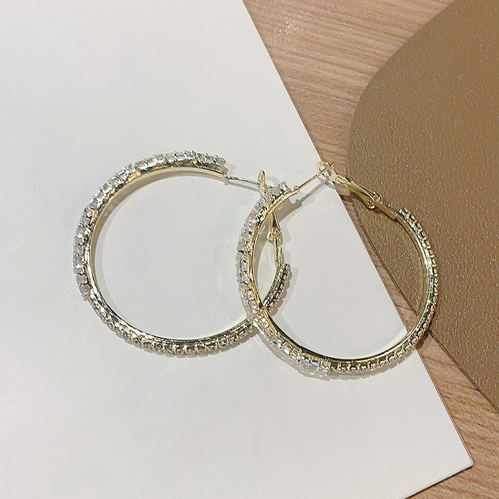 Baguette Zircon Large Hoop Earrings for Women