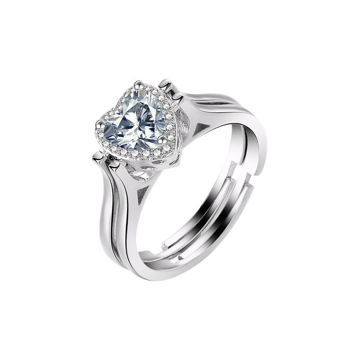 Flip Heart Dual Band Ring For Daily Personal Styling